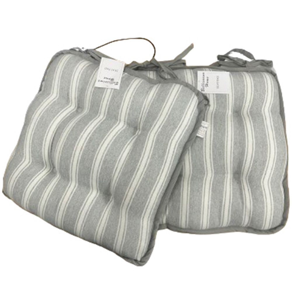 Bellissimo Grey Stripe Seat Pad 2 Pack Image 1
