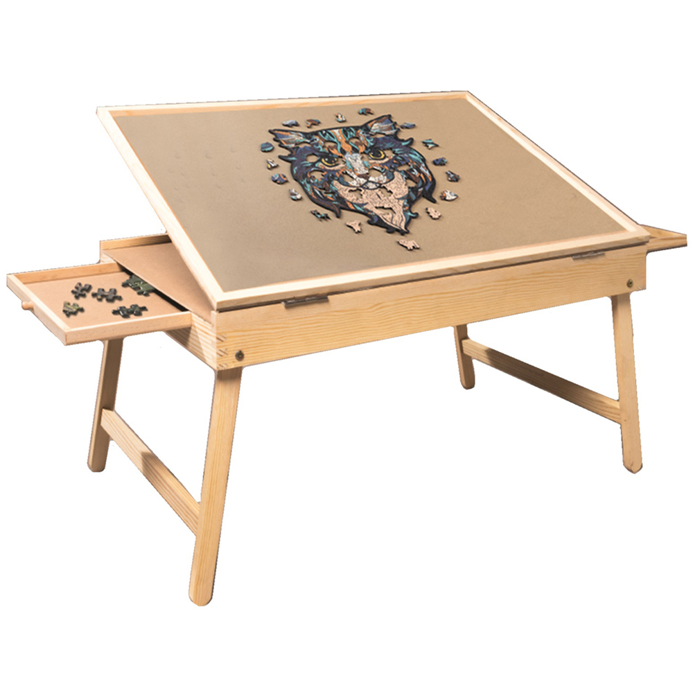 Gr8 Home 2 Drawer Adjustable Wooden Jigsaw Puzzle Table Image 1