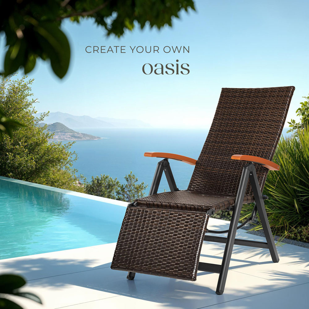 tectake Brisbane Brown 6 Way Adjustable and Foldable Garden Chair Image 8
