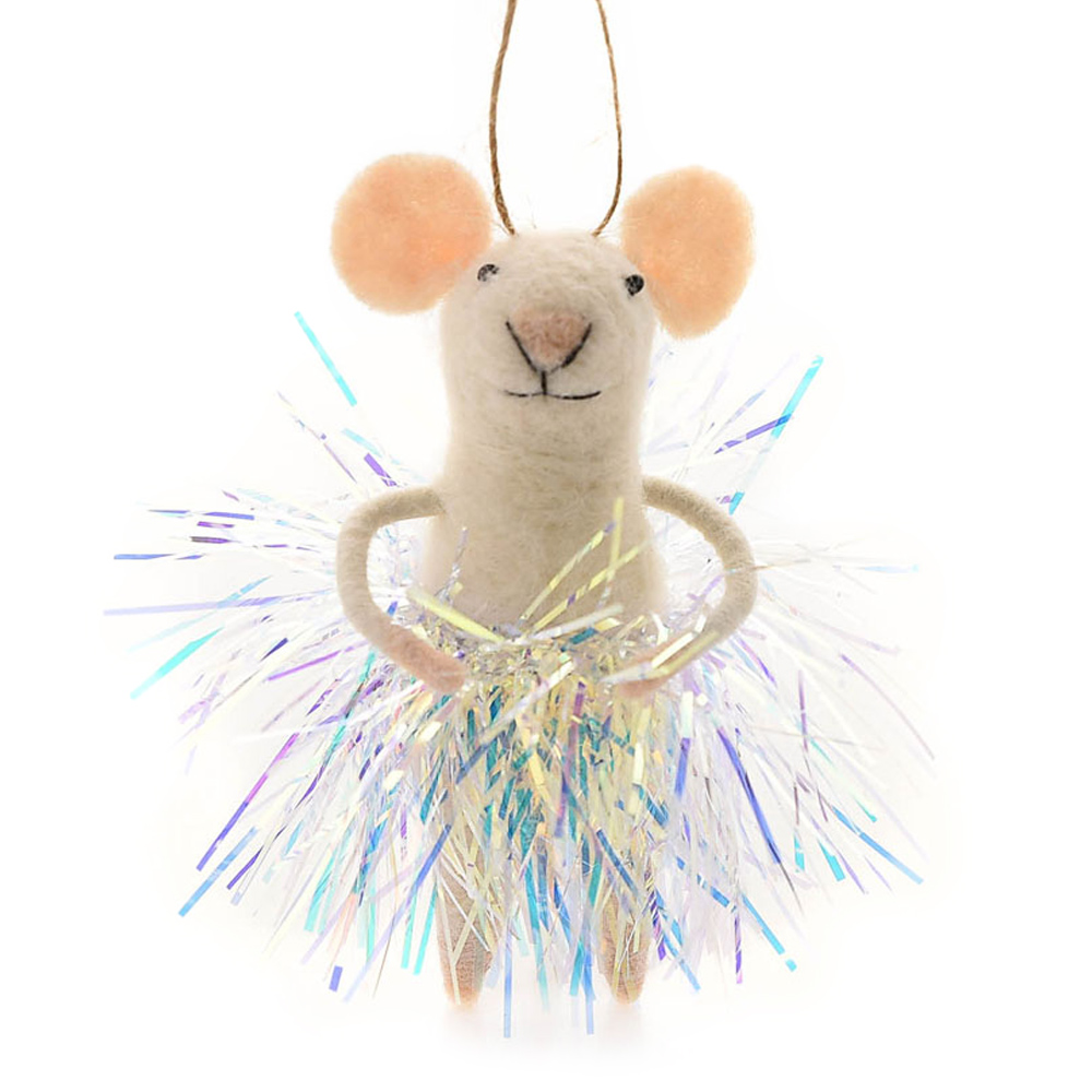The Christmas Gift Co White Felt Fairy Mouse Decoration Small Image 1