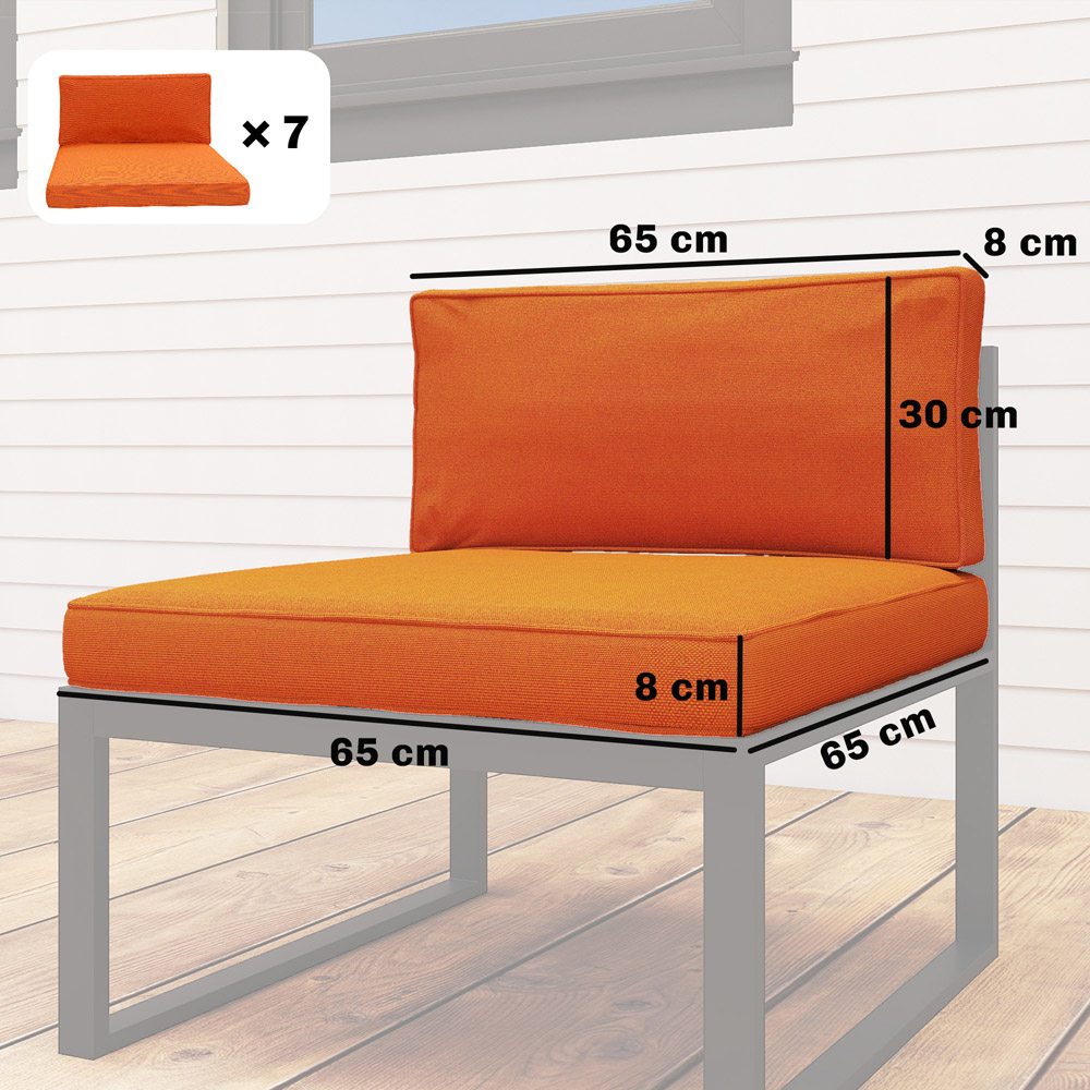 Outsunny 14 Piece Orange Garden Furniture Replacement Cushion Set Image 9