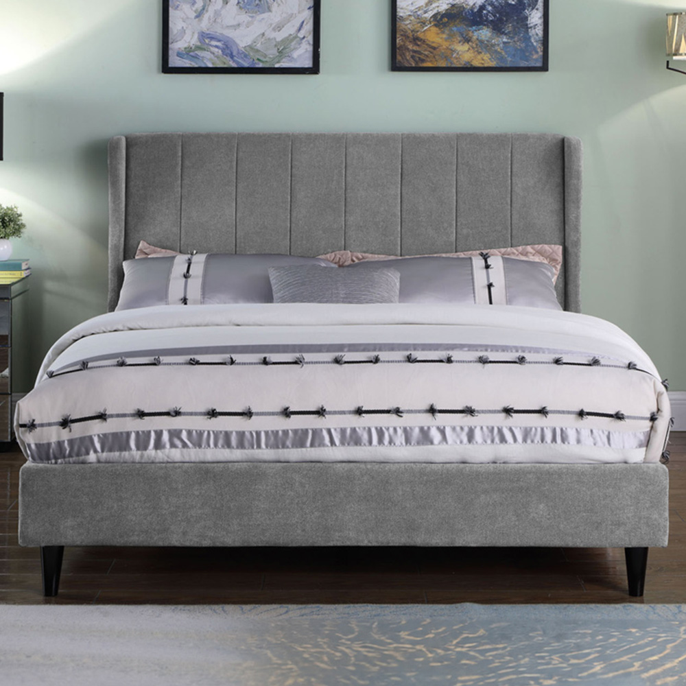 Seconique Amelia Double Dark Grey Fabric Ottoman Storage Bed Frame Image 1