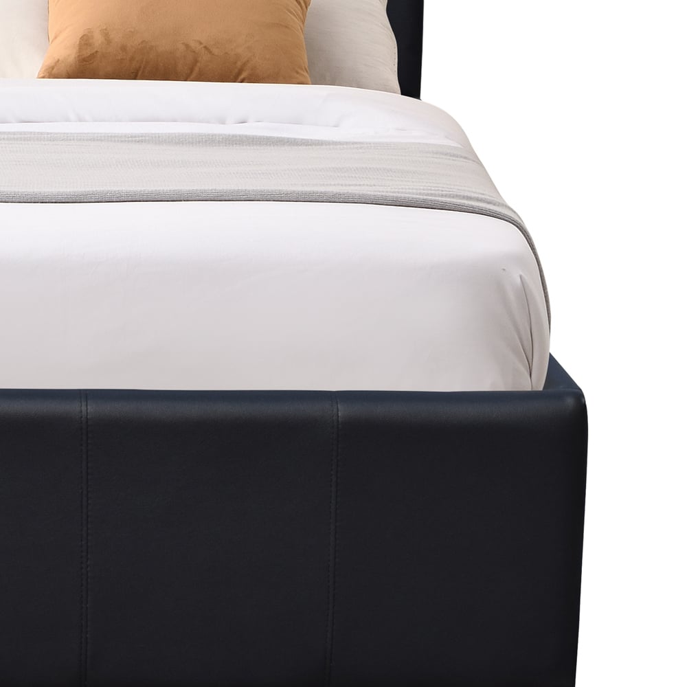 Comfy Living Small Black Faux Leather Ottoman Bed Frame with LED Image 4