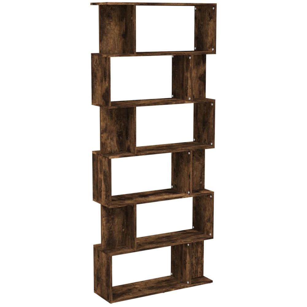 vidaXL 12 Shelf Smoked Oak Bookcase Image 2
