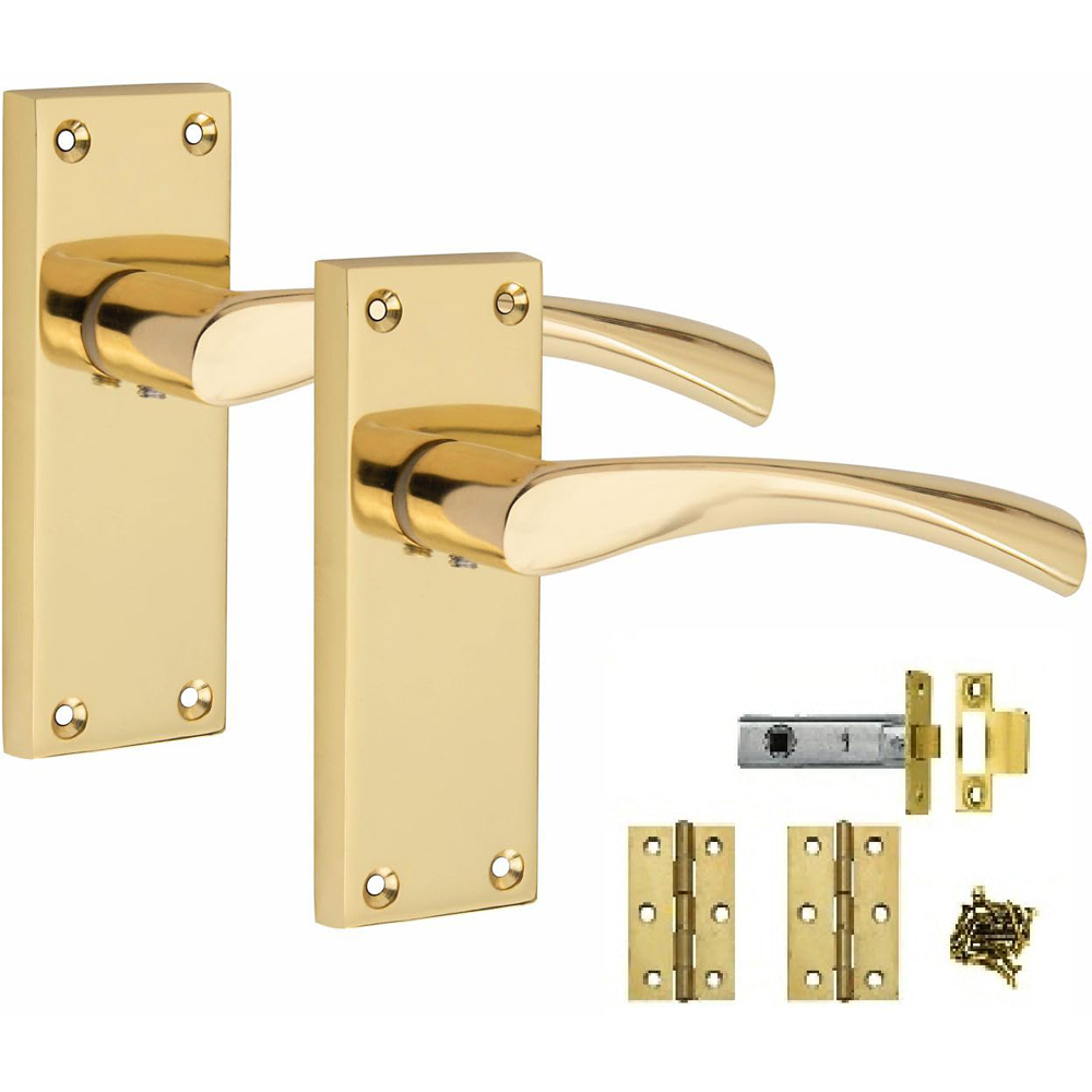 Golden Grace Polished Brass Victorian Scroll Astrid Door Handle 5 Pack Image 2