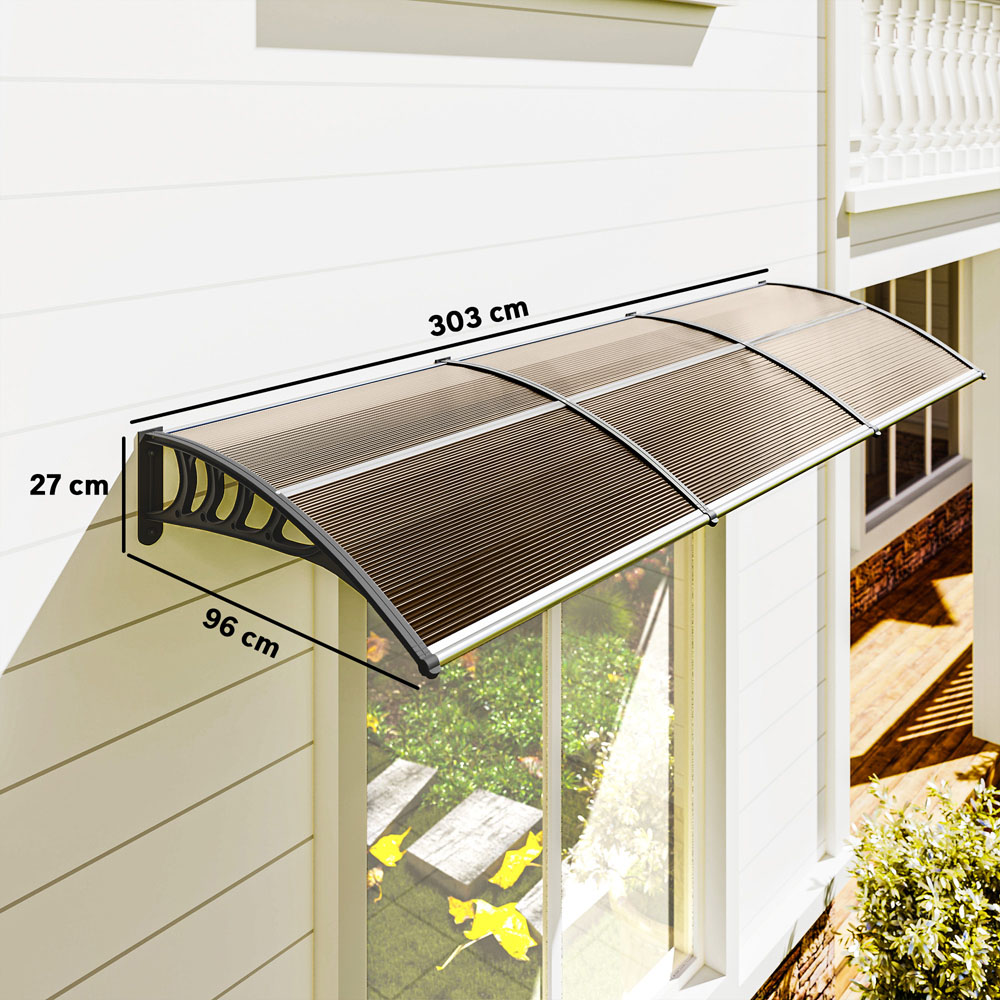 Outsunny Brown Window and Door Canopy Awning 3.03 x 0.96m Image 9