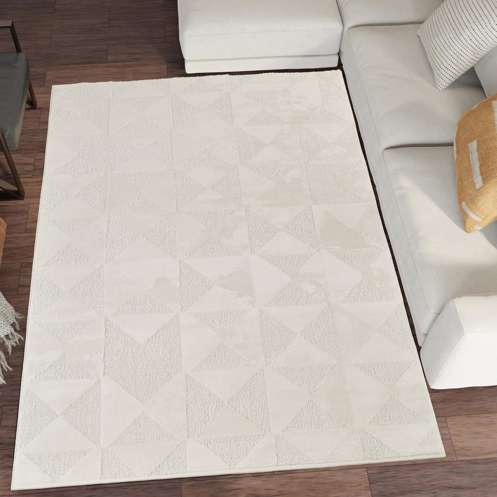 Desire Rugs Hamilton Cream Geometric Triangle Mosaic Rug 80 x 150cm Image 2