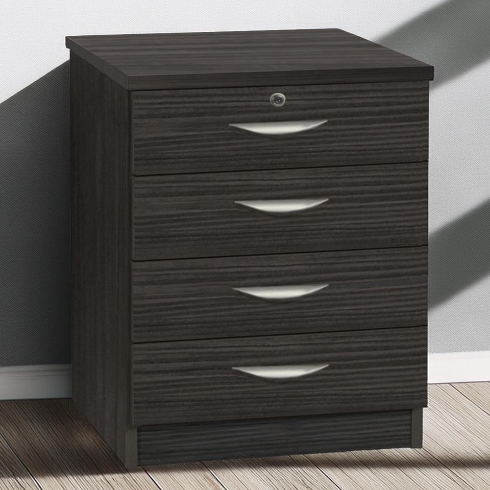 R White Cabinets 4 Drawer Black Chest of Drawers Image 1