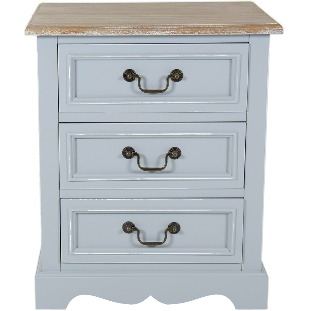 Charles Bentley Loxley 3 Drawer Grey Bedside Table Image 3