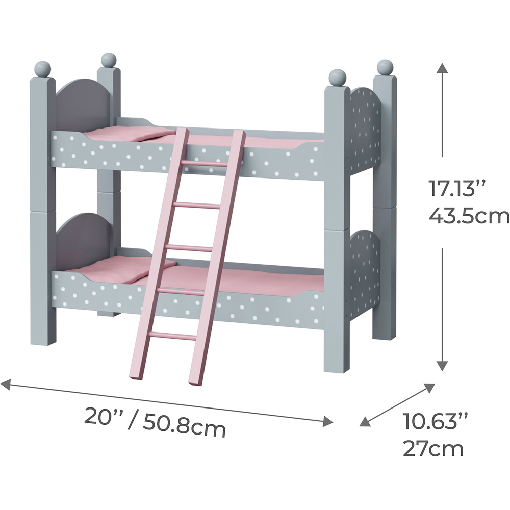 Teamson Kids Olivia's Little World Grey Polka Dots Doll Double Bunk Bed Image 8