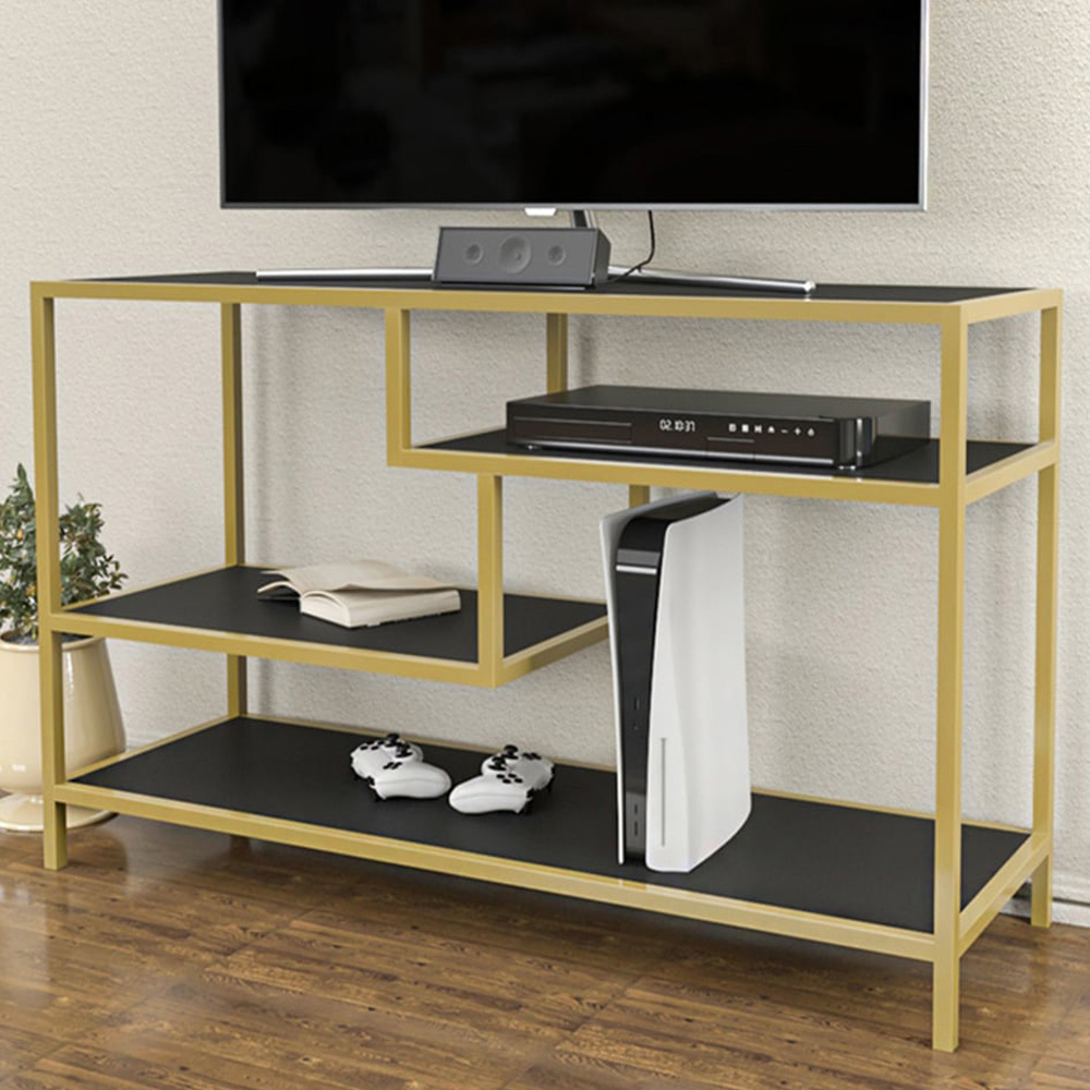 Decorotika Robins Industrial Gold and Grey TV Stand Image 1