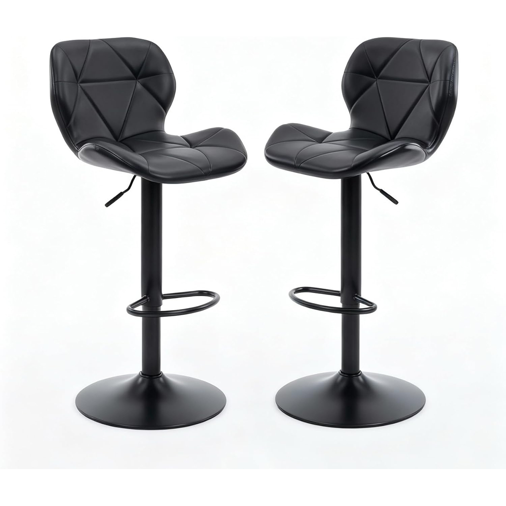 Alivio Black Faux Leather Height Adjustable Swivel Bar Stool Set of 2 Image 2