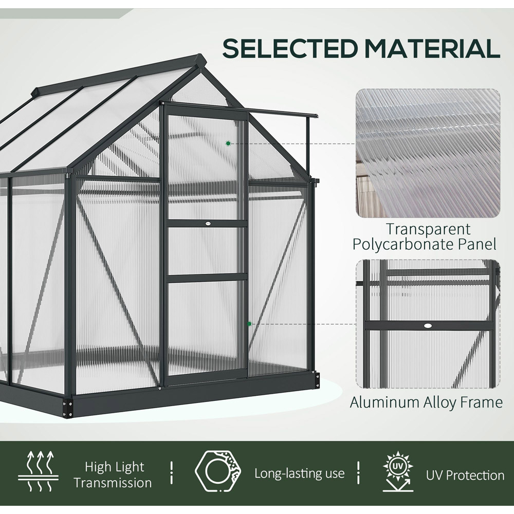 Outsunny Galvanised Aluminium Polycarbonate 6 x 6ft Walk In Greenhouse Image 5