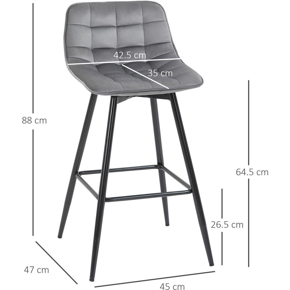 Portland Grey Velvet Touch Bar Stool Set of 2 Image 7