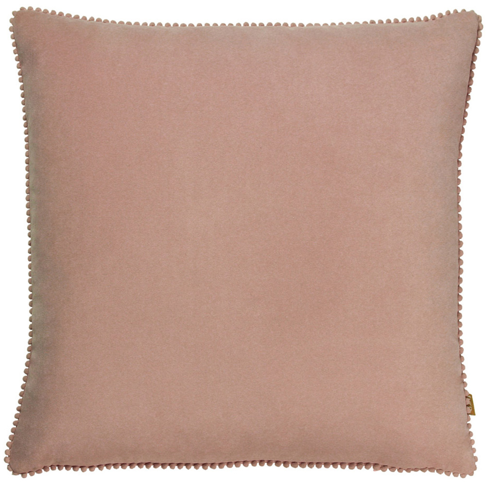 furn. Cosmo Blush Square Velvet Pom-Pom Cushion Image 1