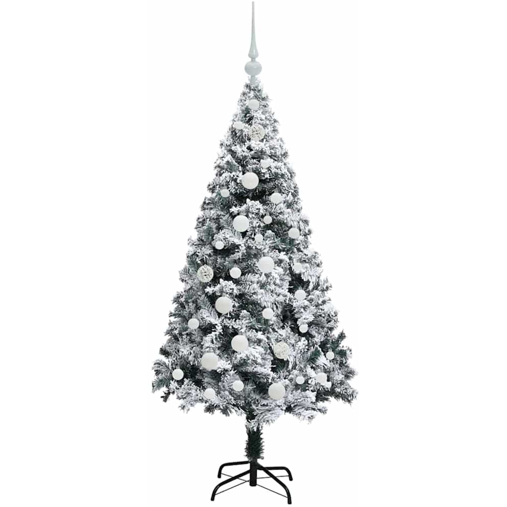 vidaXL Pre-Lit White Baubles White Artificial Christmas Tree 5ft Image 4
