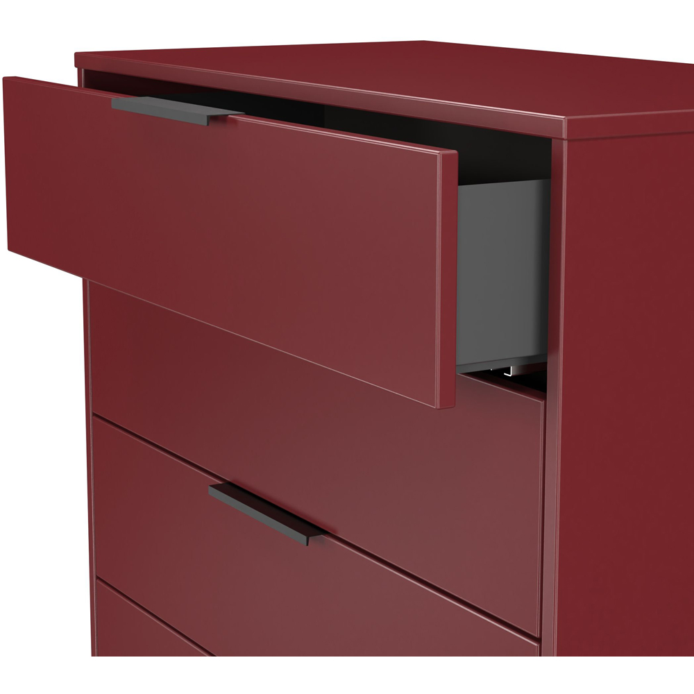 Crowndale Hong Kong 5 Drawer Red Matt Chest of Drawers Ready Assembled Image 6