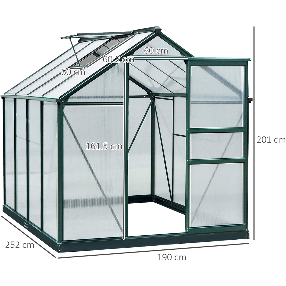 Outsunny 6 x 8ft Green Polycarbonate Greenhouse Image 8