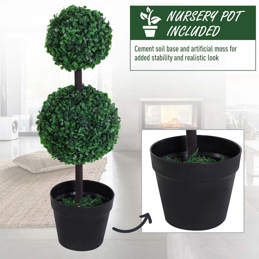 Outsunny Boxwood Ball Tree Artificial Plant In Pot 2.2ft 2 Pack Image 6