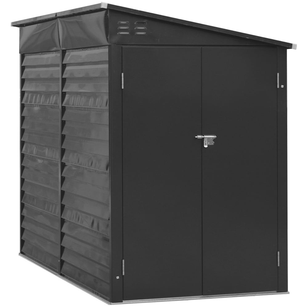 H&O Direct 8.9 x 4.7ft Charcoal Black Lean To Metal Pent Garden Shed Image 1