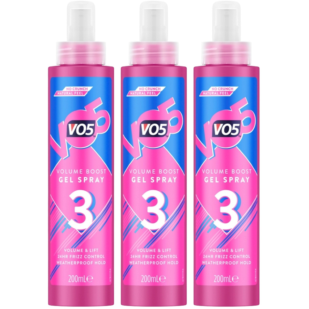 VO5 Volume Boost Hair Styling Gel Spray 200ml 3 Pack Image 1