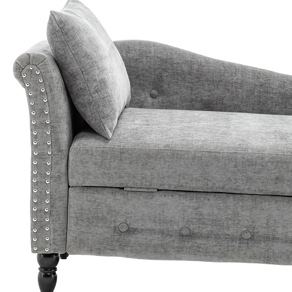 Living and Home Grey Left Hand Chenille Chaise Lounge with Storage Image 8