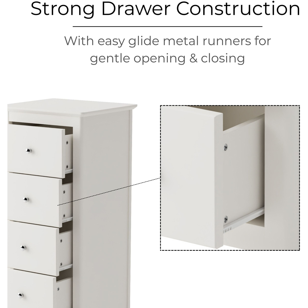 Core Products Nairn 5 Drawer White Narrow Chest of Drawers Image 5