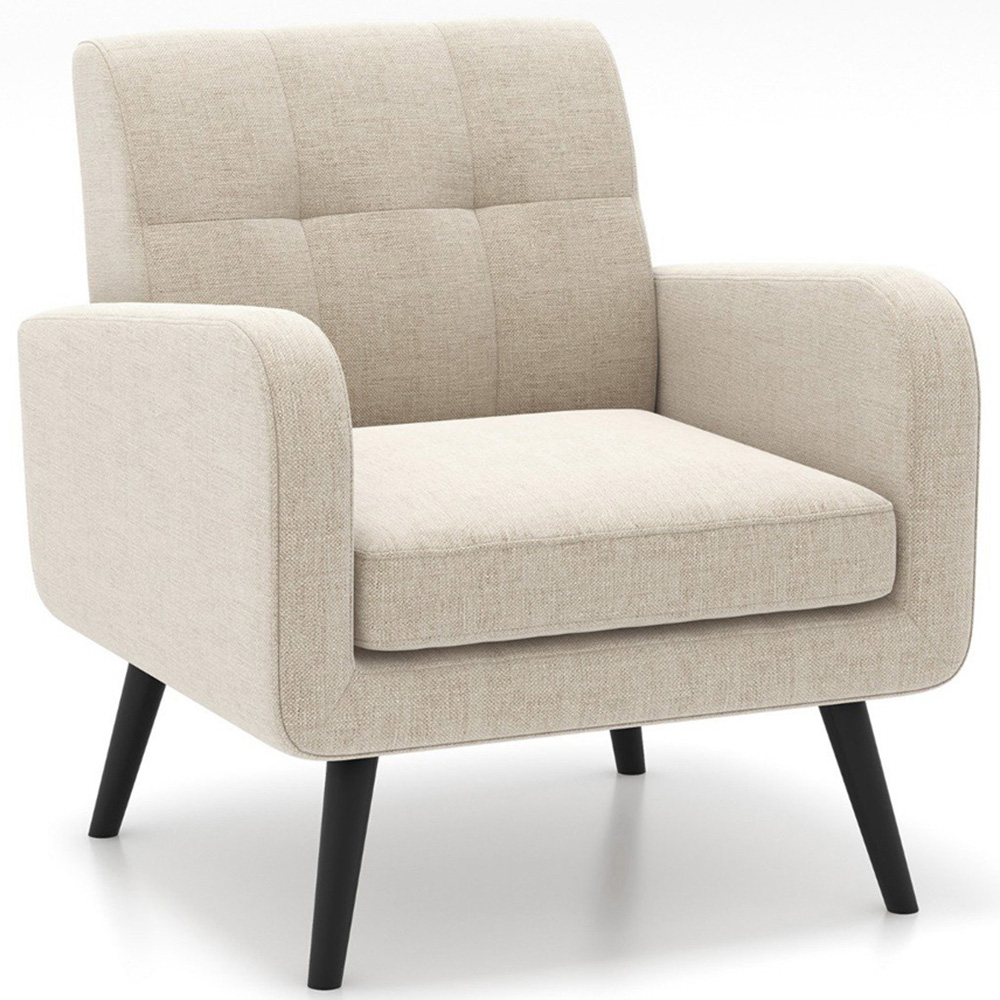 Costway Beige Mid Century Modern Upholstered Armchair Image 2