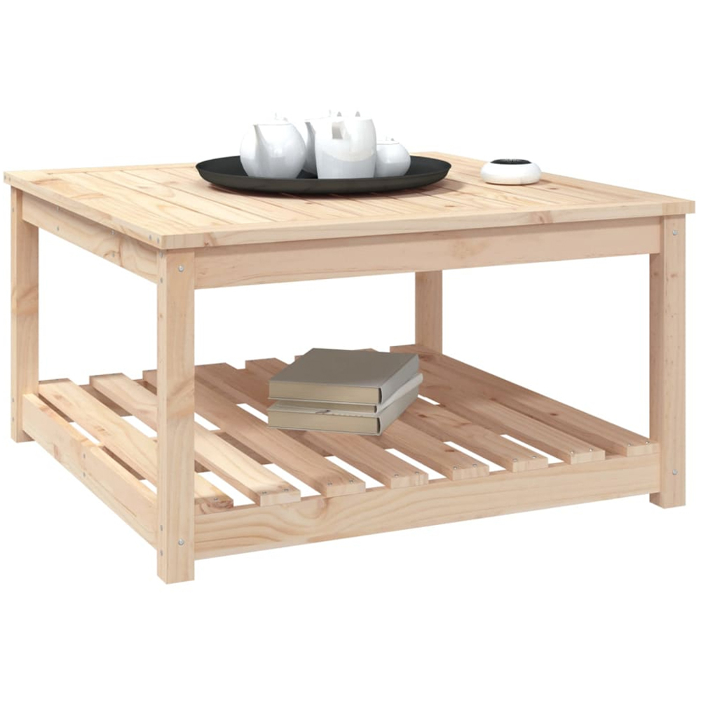 vidaXL Single Shelf Natural Solid Pine Wood Slatted Garden Table 82.5 x 82.5cm Image 5