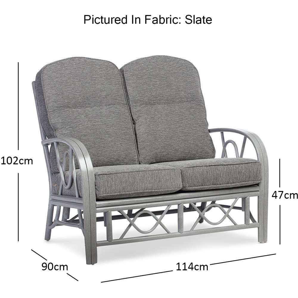 Desser Bali 2 Seater Slate Grey Fabric Natural Rattan Sofa Image 5