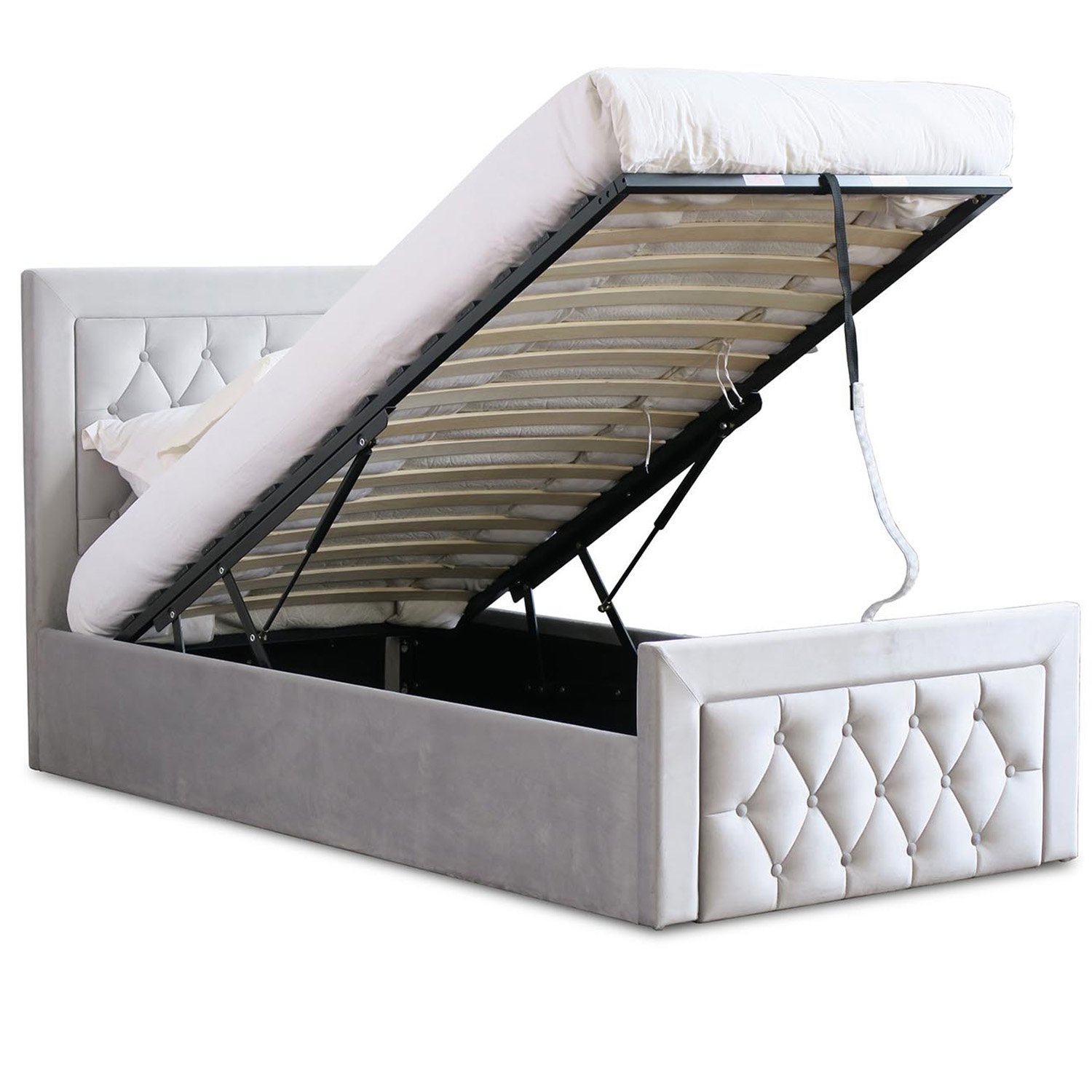 Mia Single Grey Ottoman Bed Image 8
