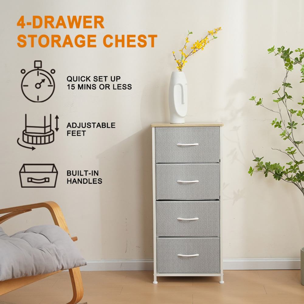 Alivio 4 Drawer White Chest of Drawers with Steel Frame Image 3