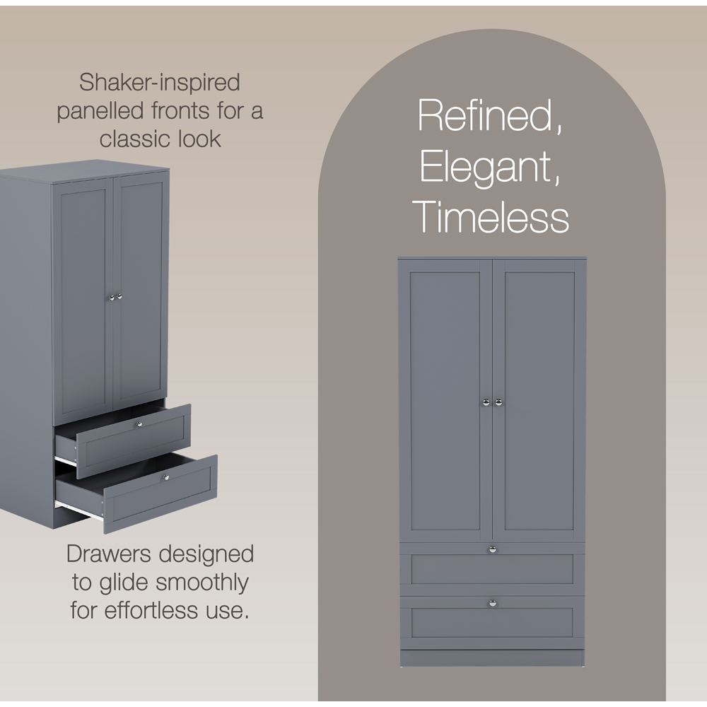 VIDA DESIGNS Altino 2 Door 2 Drawer Grey Shaker-Style Wardrobe Image 4