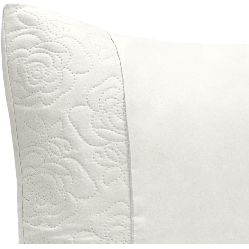 Velosso King Size Cream Quilted Floral Duvet Cover Set Image 2
