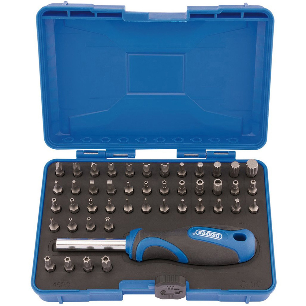 Draper 45 Piece Security Screwdriver Bit and Driver Set Image 1