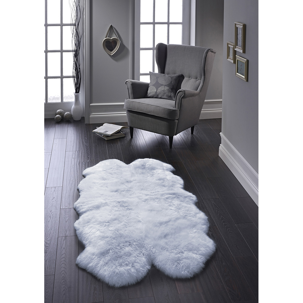 Origins Genuine Sheepskin Duck Egg Quad New Zealand Wool Rug 160 x 105cm Image 2
