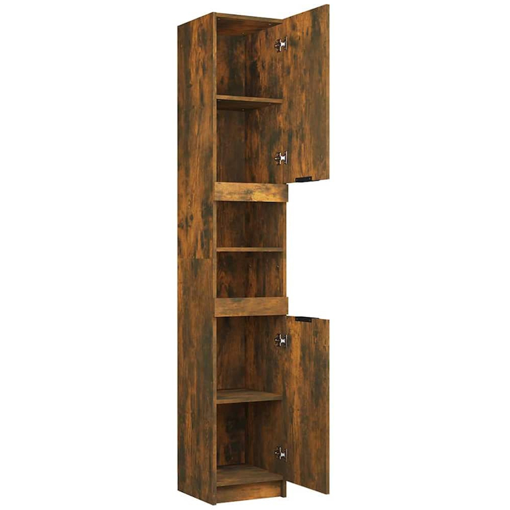 vidaXL 2 Door Smoked Oak Wood Bathroom Cabinet Image 5