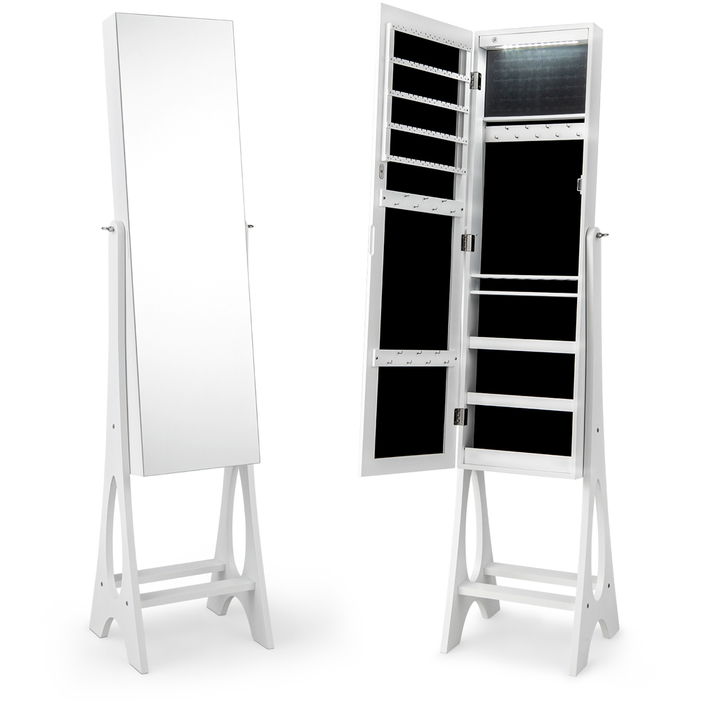 Costway White Freestanding Mirror with Jewellery Cabinet 32 x 110cm Image 3