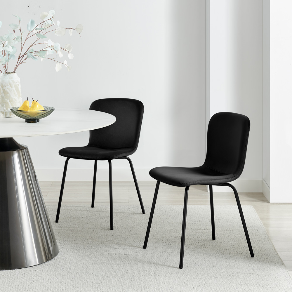 Furniturebox Sienna Set of 2 Black Velvet Dining Chairs Image 5