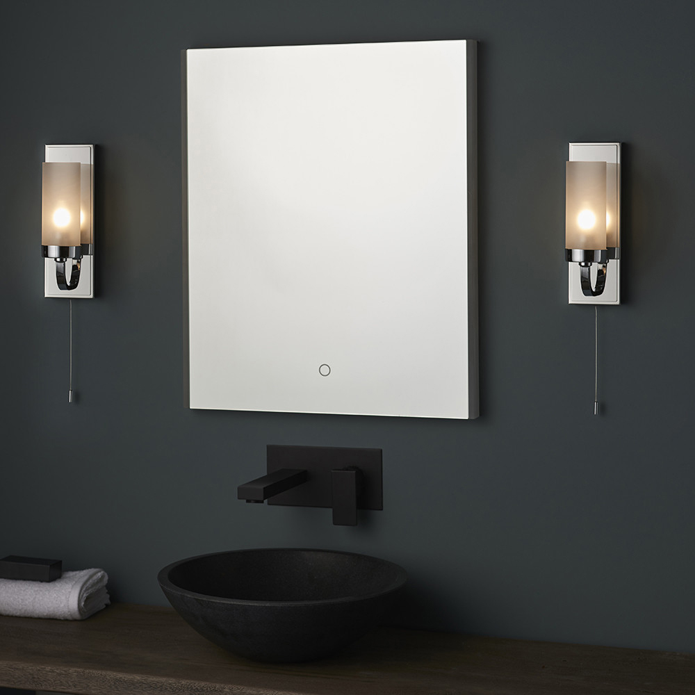 Merano Fano Chrome and Frosted Glass Bathroom Wall Lamp Image 6