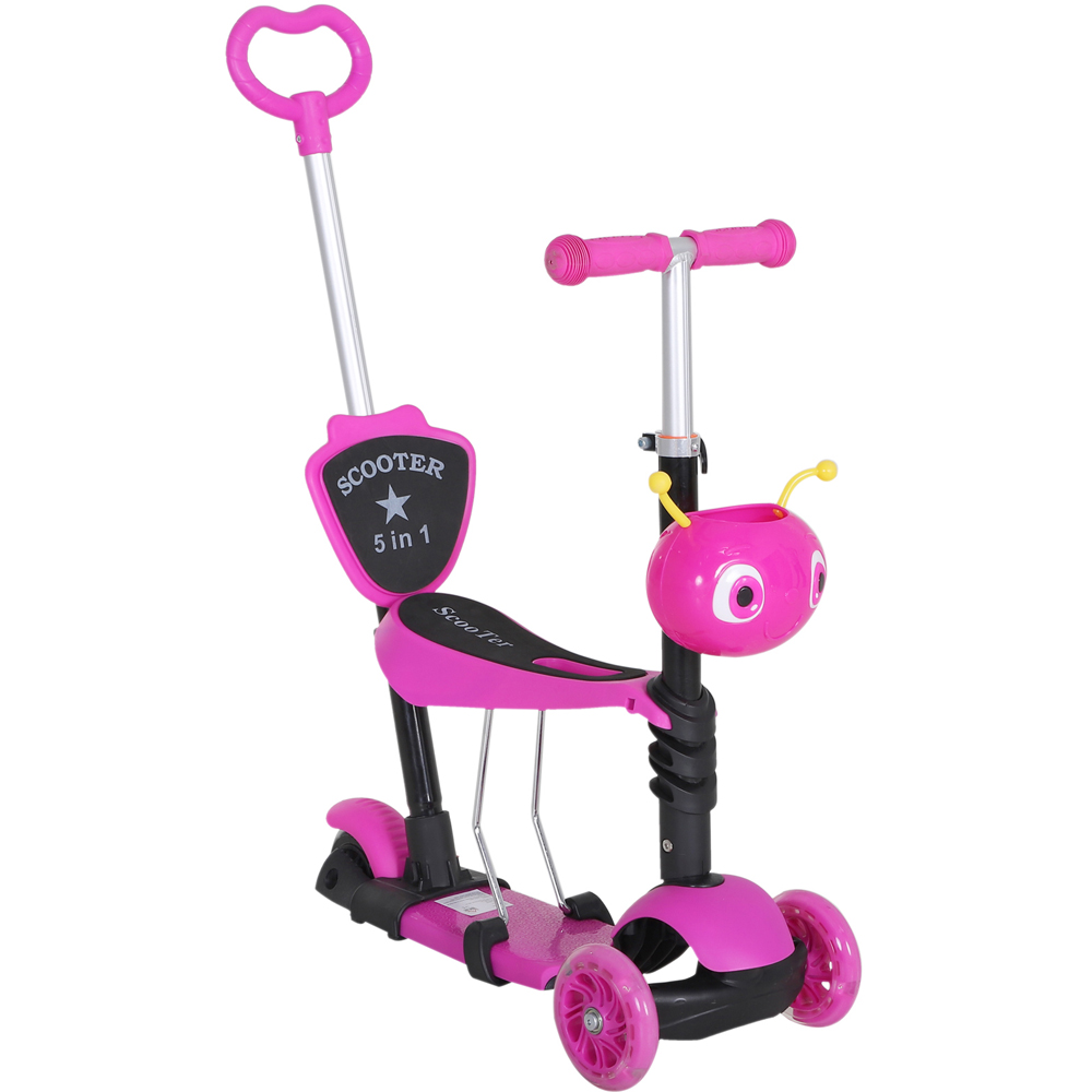 Tommy Toys 5 in 1 Pink Kids Kick Scooter Image 1