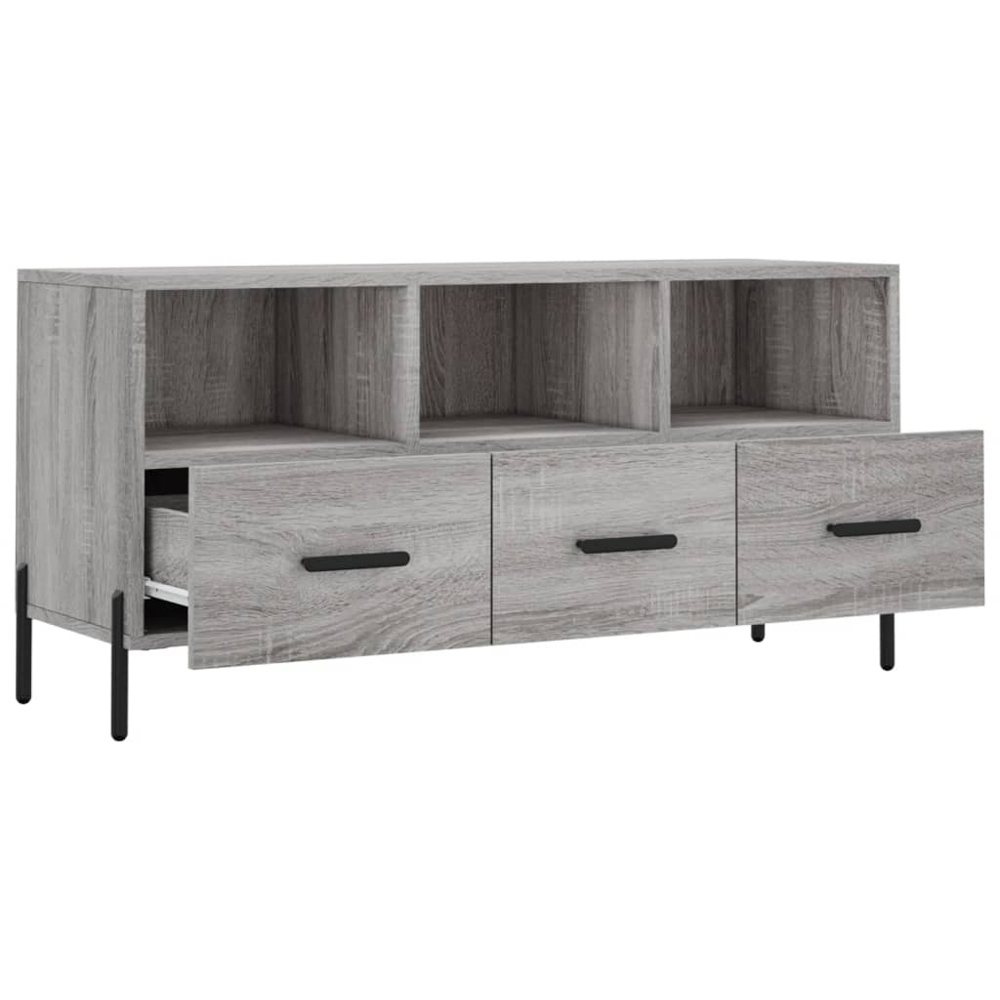 vidaXL 3 Drawer 3 Shelf Grey Sonoma TV Cabinet Image 6
