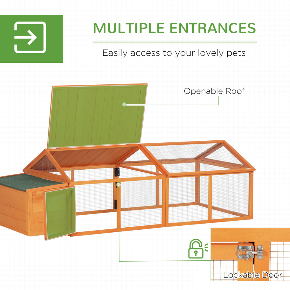 PawHut Wooden Chicken Run with Openable Roof Image 5