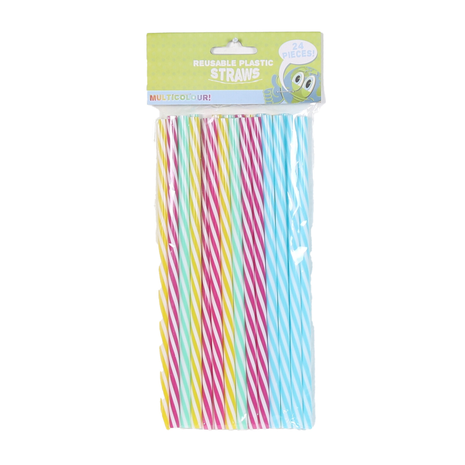 Multi Colour Plastic Reusable Straws 24 Pack Image
