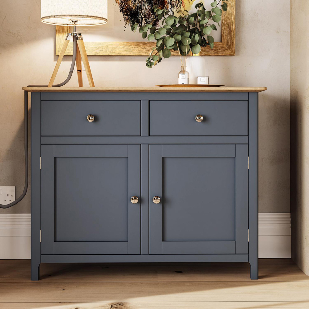 FWStyle Taberno 2 Drawer 2 Door Graphite Blue and Oak Sideboard Image 7