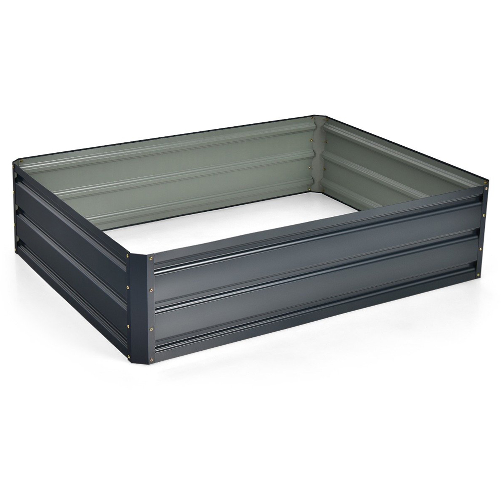 Costway Grey Metal Raised Outdoor Garden Bed Image 1