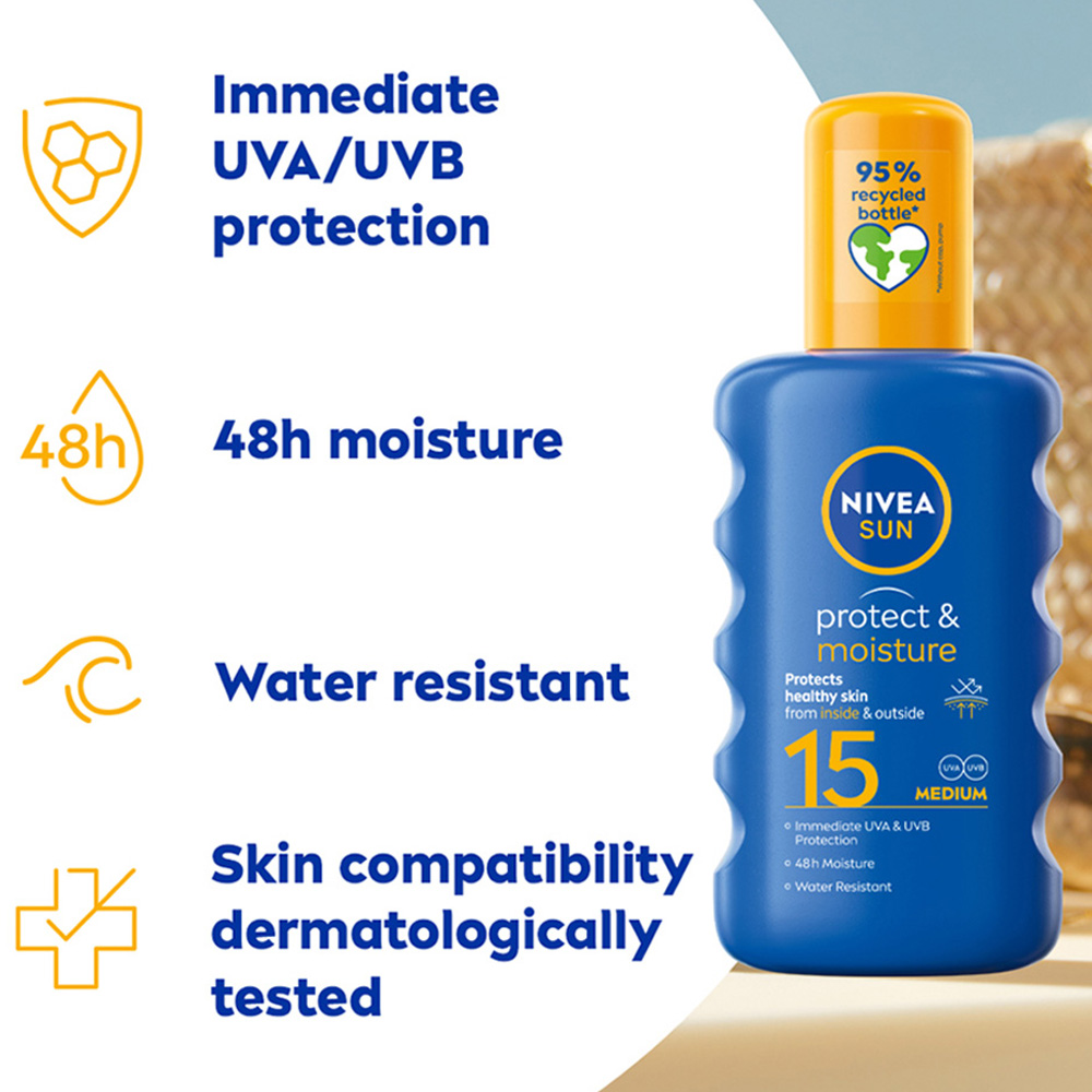 Nivea Sun Protect and Moisture Sun Cream Spray SPF15 200ml Image 5