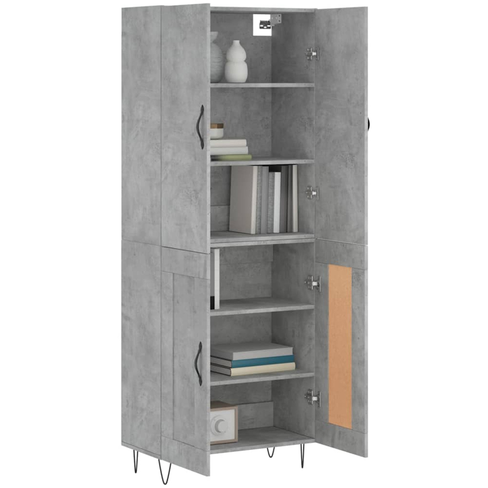 vidaXL 4 Door Concrete Grey Highboard with Hairpin Legs Image 3