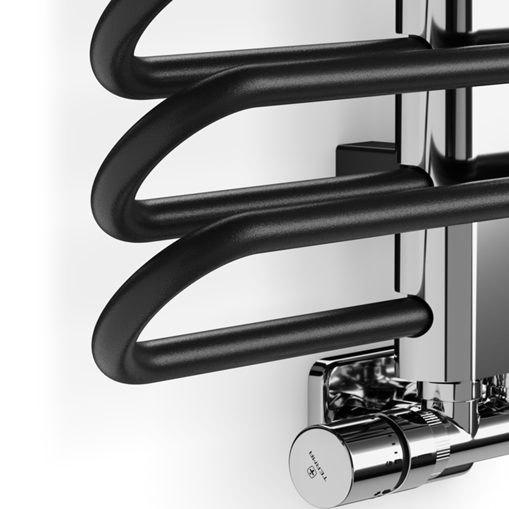 Terma Michelle 1245BTU Metallic Black and Chrome Heated Towel Rail 780 x 400mm Image 3