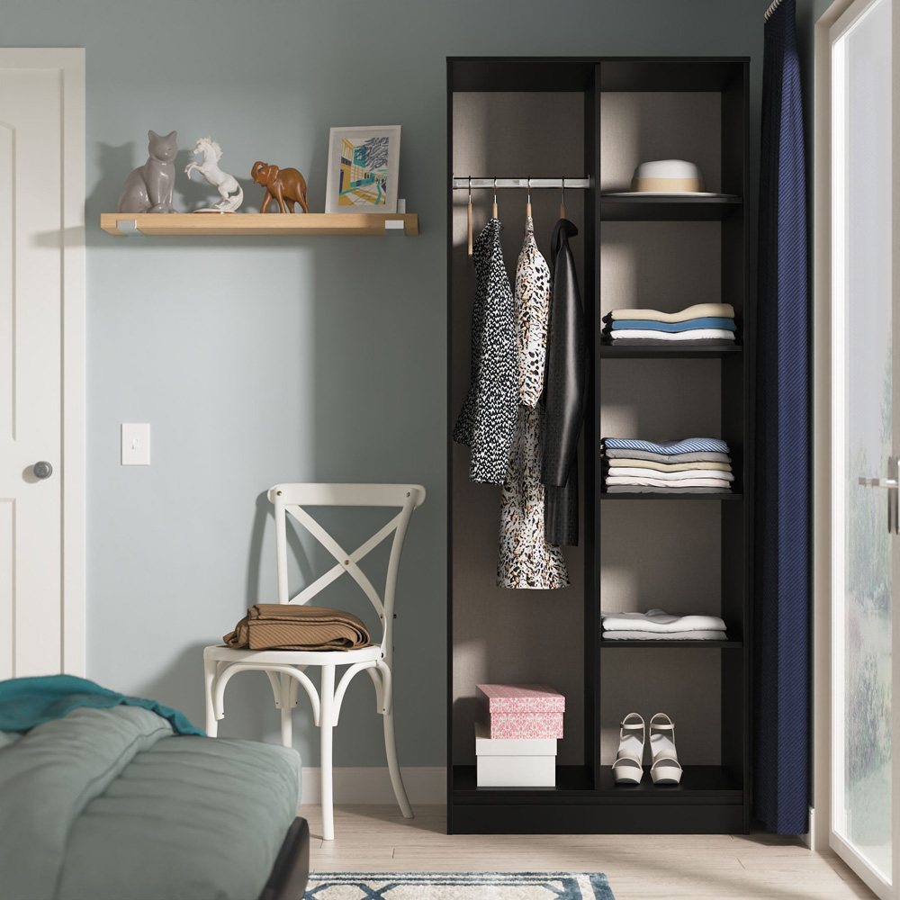 Crowndale Hong Kong 5 Shelf Matt Black Tall Open Wardrobe Ready Assembled Image 6